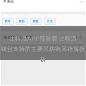 比特派APP轻量版 比特派钱包支持的主要区块链网络解析