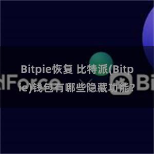 Bitpie恢复 比特派(Bitpie)钱包有哪些隐藏功能？